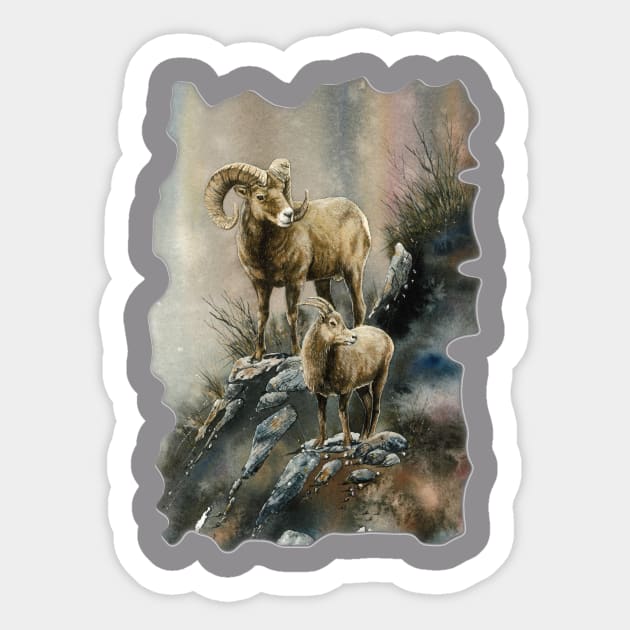 Bighorns Sticker by Dave Bartholet Wildlife Art